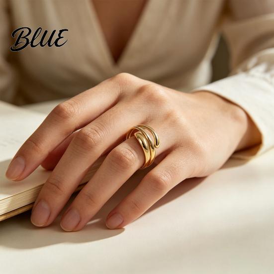 Wide Band Ring Women Finger Minimalist V-Shaped Geometric Shape Adjustable