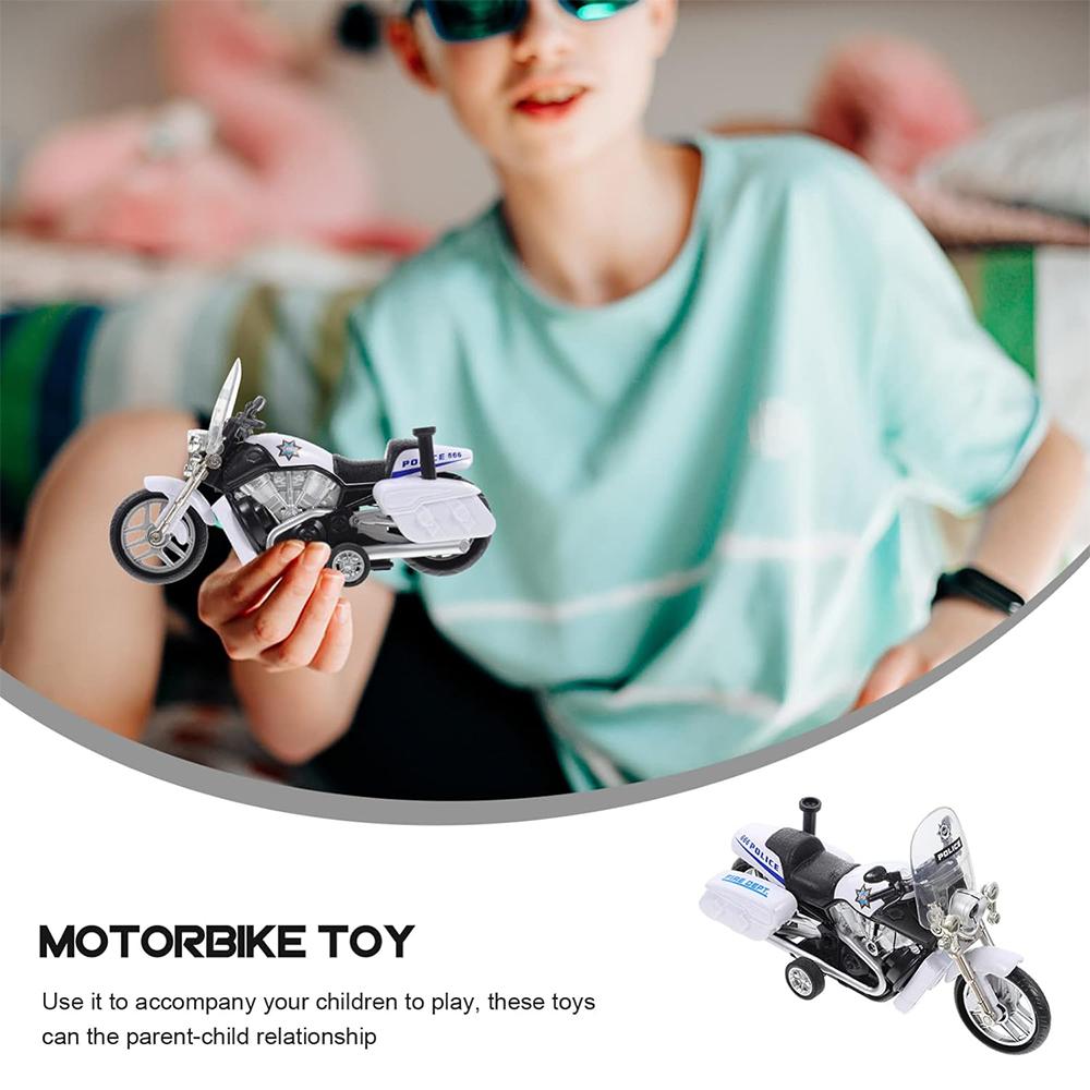1/12 Police Motorcycle Toy Car Model Child Pull Back Motorbike Toy