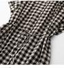 Plaid Patchwork Round Neck Dress - Casual Loose Fit, Japanese Style for Women, Spring/Summer