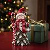 Christmas Snowman Figurines Figurine, Resin Tabletop Decoration with Hat Scarf Pine Handcrafted Snowmen Branches, Holiday Winter Decor for Home Mantel