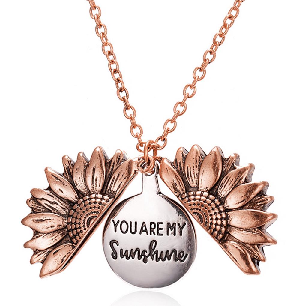 Sunflower Necklace Supplies Floral Applicable Letter Decor Pendent Chic Widely Shaped Exquisite Jewelry Double-Layer Girl