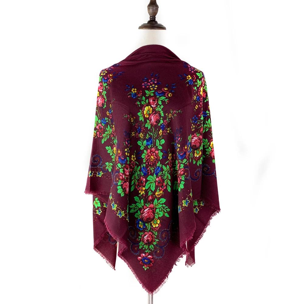 130*130cm Breathable Thin Printed Russian Square Scarf