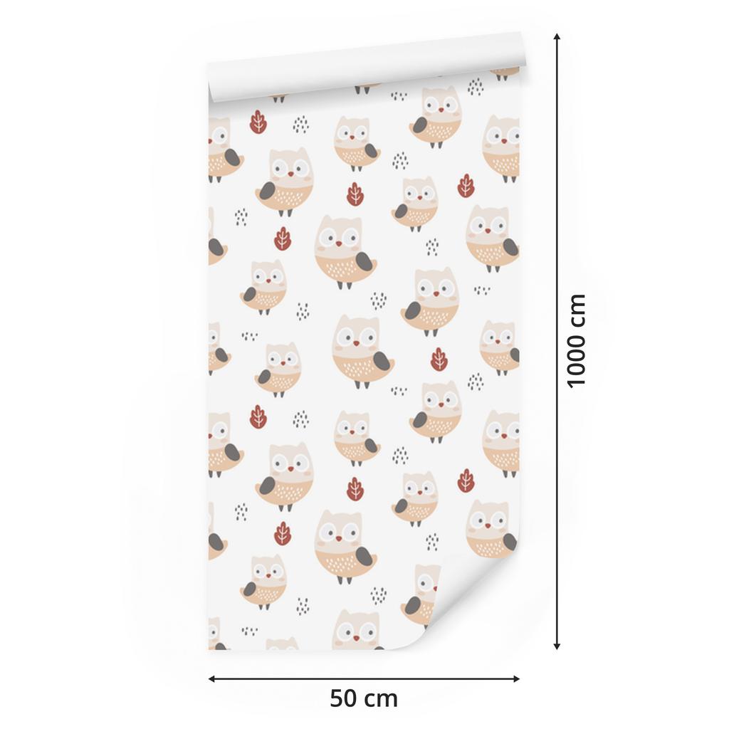 Owls with leaves wallpaper for living room and bedroom 50x1000
