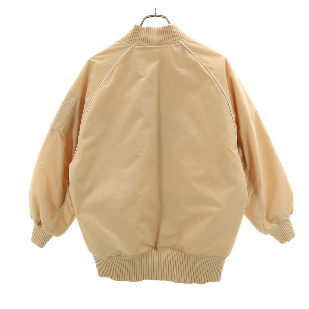 Adidas Trefoil Logo Blouson M Beige Quilted Back Women Used