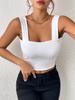 Čtvercový výstřih Tílko Široká ramínka Crop Tops Ženy Léto Košilka Jednobarevná Košilka Módní tubus Dámská zkrácená vesta bez rukávů Y2K Oblečení
