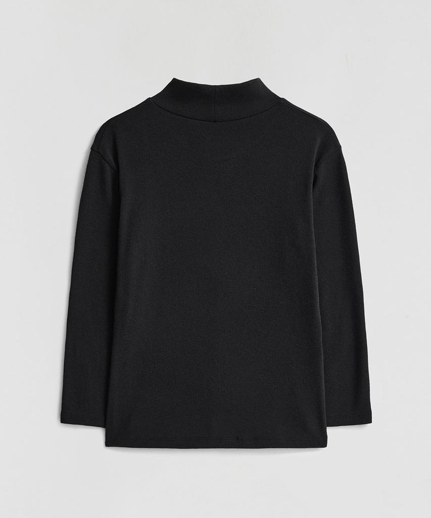 LMOOD WOMEN Carolyn Mock Neck 3/4 T-Shirt Black
