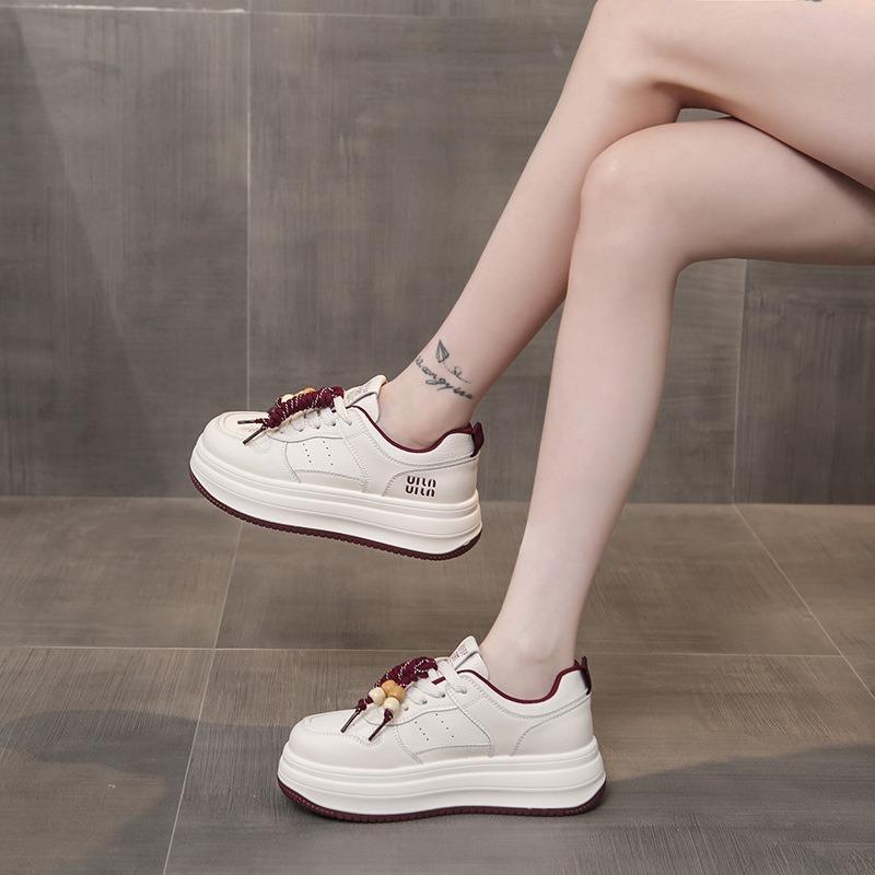 Platform White Shoes Women's Early Autumn New Versatile Casual Sports Shoes Small Height-increasing Breadboard Shoes