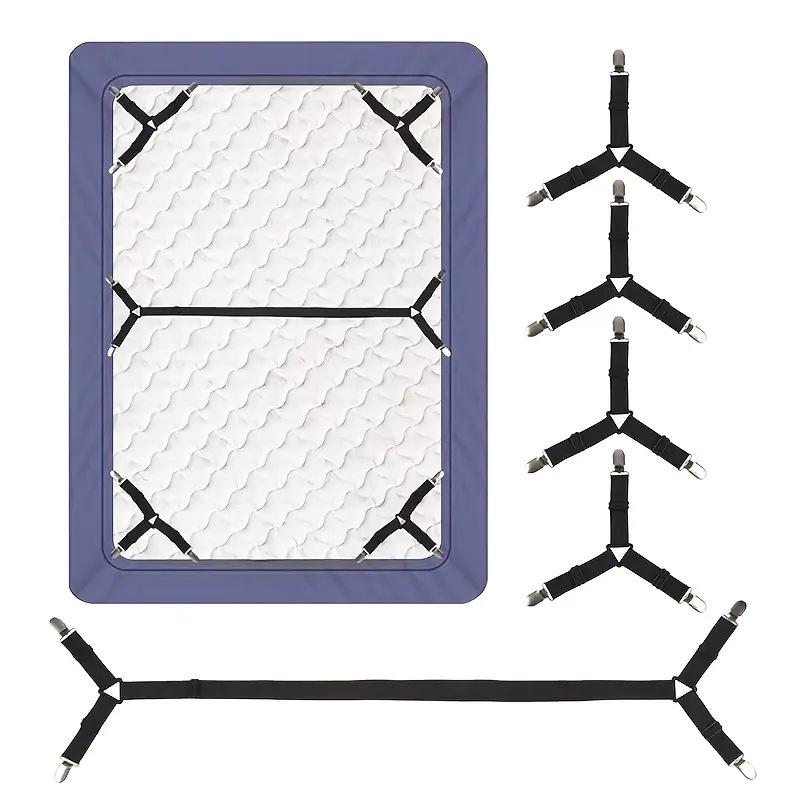 Bed Sheet Holder Adjustable Elastic 12 Clips Fixed Holder Mattress Clip Fasteners Cover Blankets Grippers Fixing Non-Slip Strap