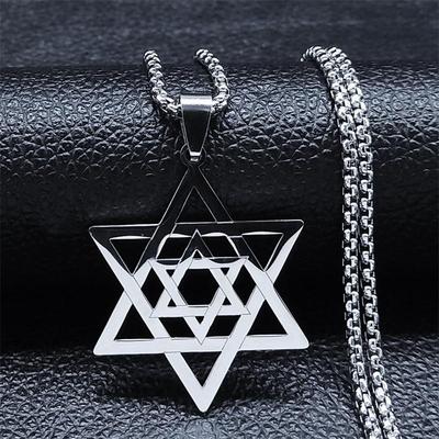Edelstahl Davidstern Anhänger Halskette - Grenzüberschreitendes Judaica Geschenk