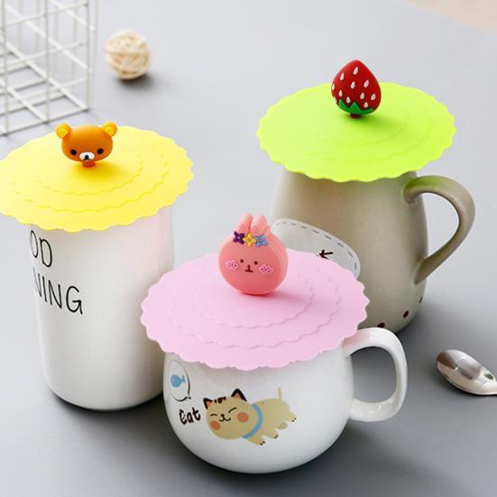 Sada 6 ks silikonového víčka na šálek Roztomilé obaly na nápoje pro zvířata Opakovaně použitelné vzduchotěsné obaly na hrnky na horké/studené nápoje Prachotěsné rukávy na pohárky