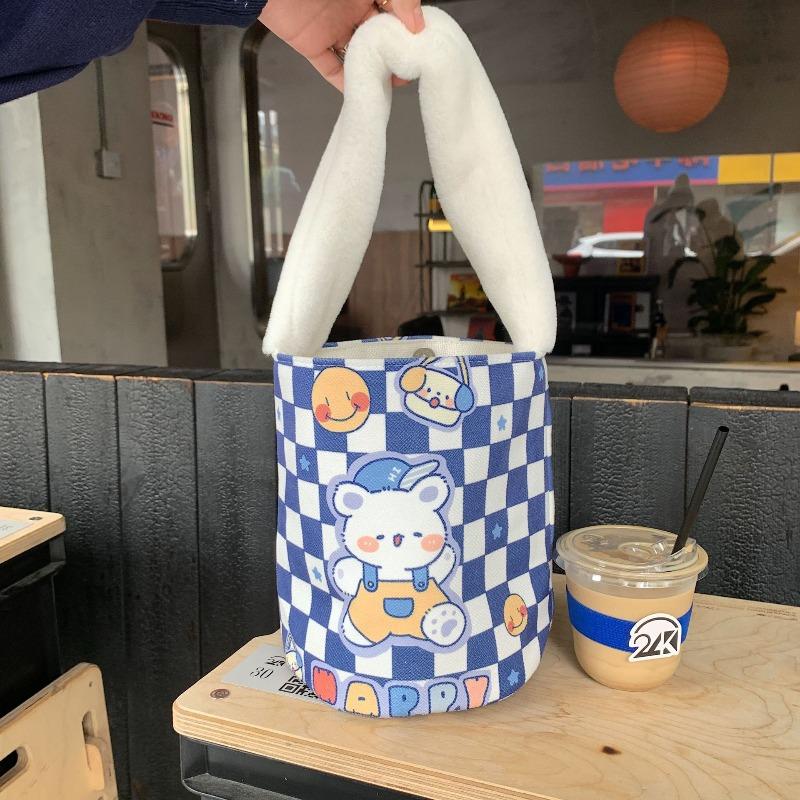 

Autumn and winter plush handbag cartoon bucket bag student work small bag canvas bento bag cute fun