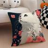K-Kitty Cat Flowers West High Cushion Cover Throw Pillow Cover Hidden Button Durable Polyester Chair Cushion