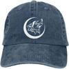 Lone Wolf Howling Moon Baseball Cap Distressed Cotton Washed Casual Adjustable Hat