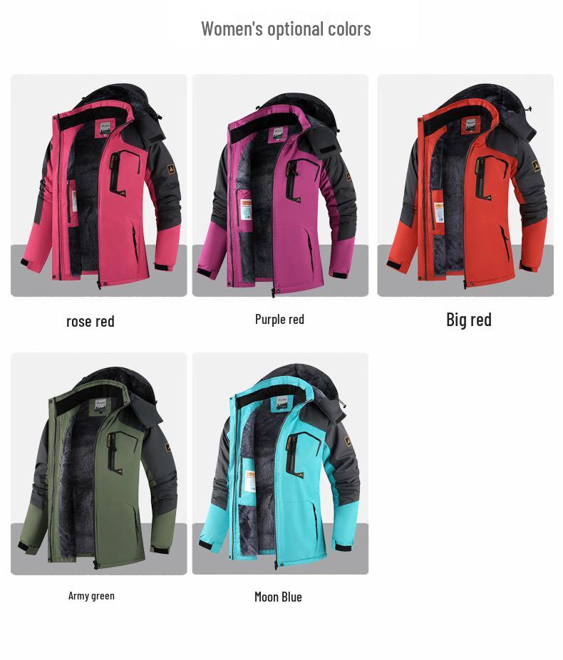 Cross-Border Outdoor Windproof Plus-Size Fleece-Lined Winter Windbreaker Jacket for Skiing and Fishing