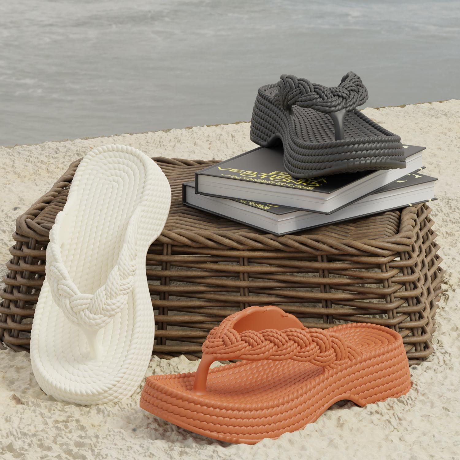 

Summer new ins slippers women eva hemp rope slope heel flip-flops fashion beach casual cool slippers 40-41 рожевий червоний колір