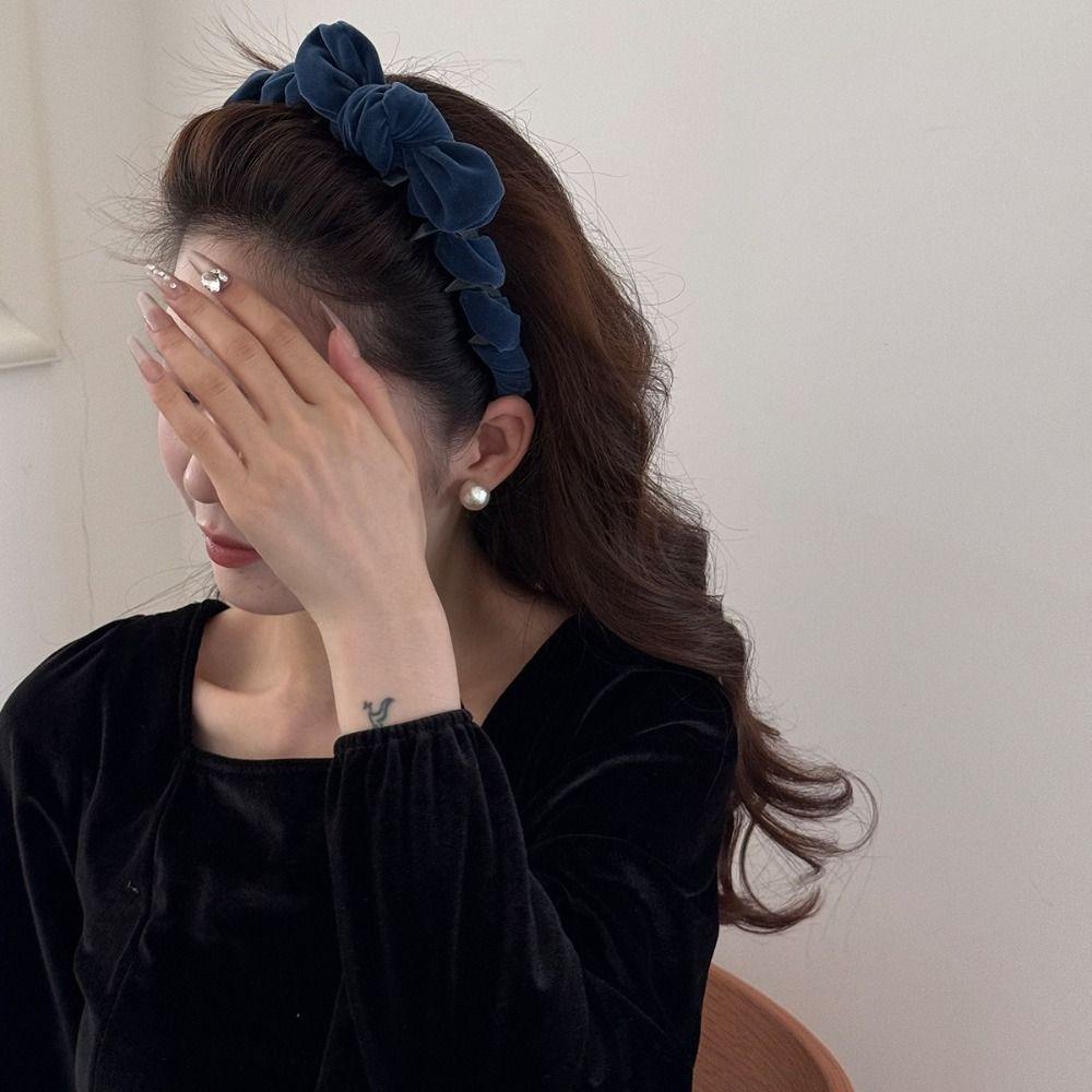 Velvet Hair Accessories Solid Color Hair Bands Autumn Fascinator  Women Girls