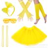 1980s Prom Cosplay Accessories Slatted Glasses Knitted Leg Warmers Lace Headband Wire Necklace Fishnet Gloves 6pc Set