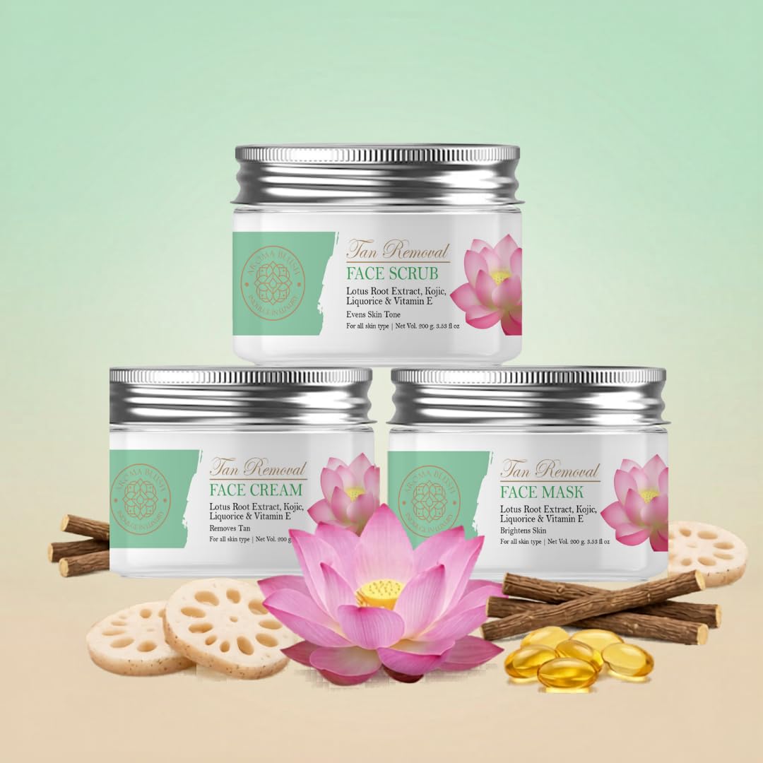 AROMA BLUSH Tan Removal Face Cream + Mask + Scrub