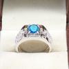 Blue Topaz Oval Cut Gemstone With 925 Sterling Silver Ring For Men's #A895 JL375669057802