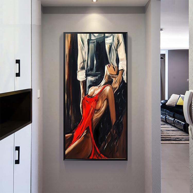 

Sexy Woman Nude Body Red High Heels Art Poster Print Canvas Painting Black and White Wall Art Picture for Living Room Home Decor 20x40cm