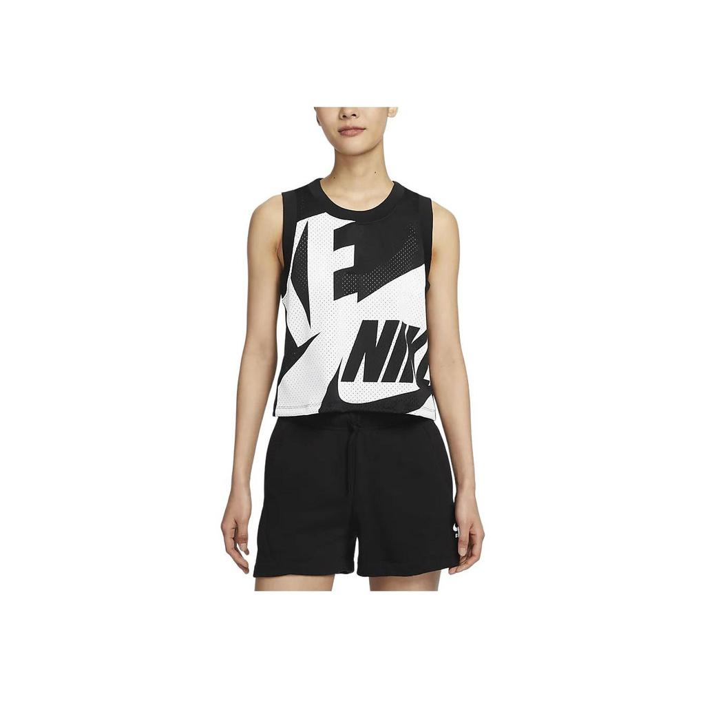 Nike Letter Print Round Neck Mesh Breathable Casual Sleeveless Vest Women tops Black FN2257010