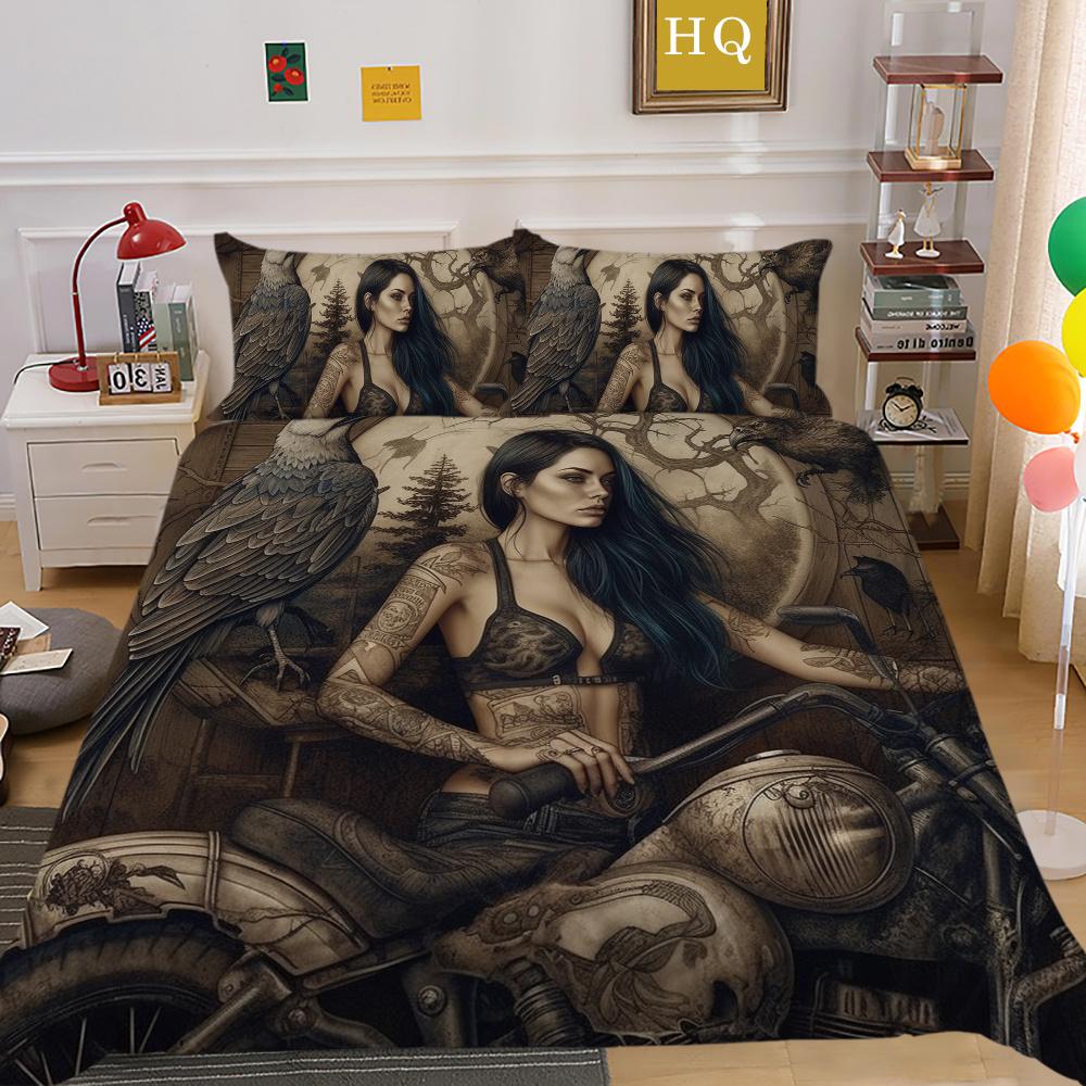 Beauty Skull Printed Comforter Cover Set Twin Size Polyester Bedspreads Man Fashion Design Duvet Cover Set