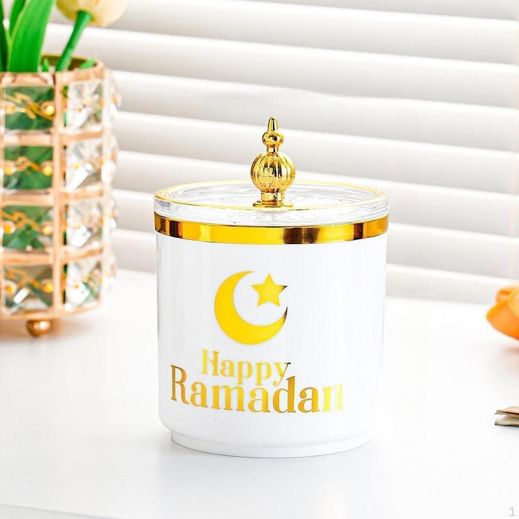 Eid Mubarak Candy Jar Food Organizer with Lid Multi-Purpose Storage Box
