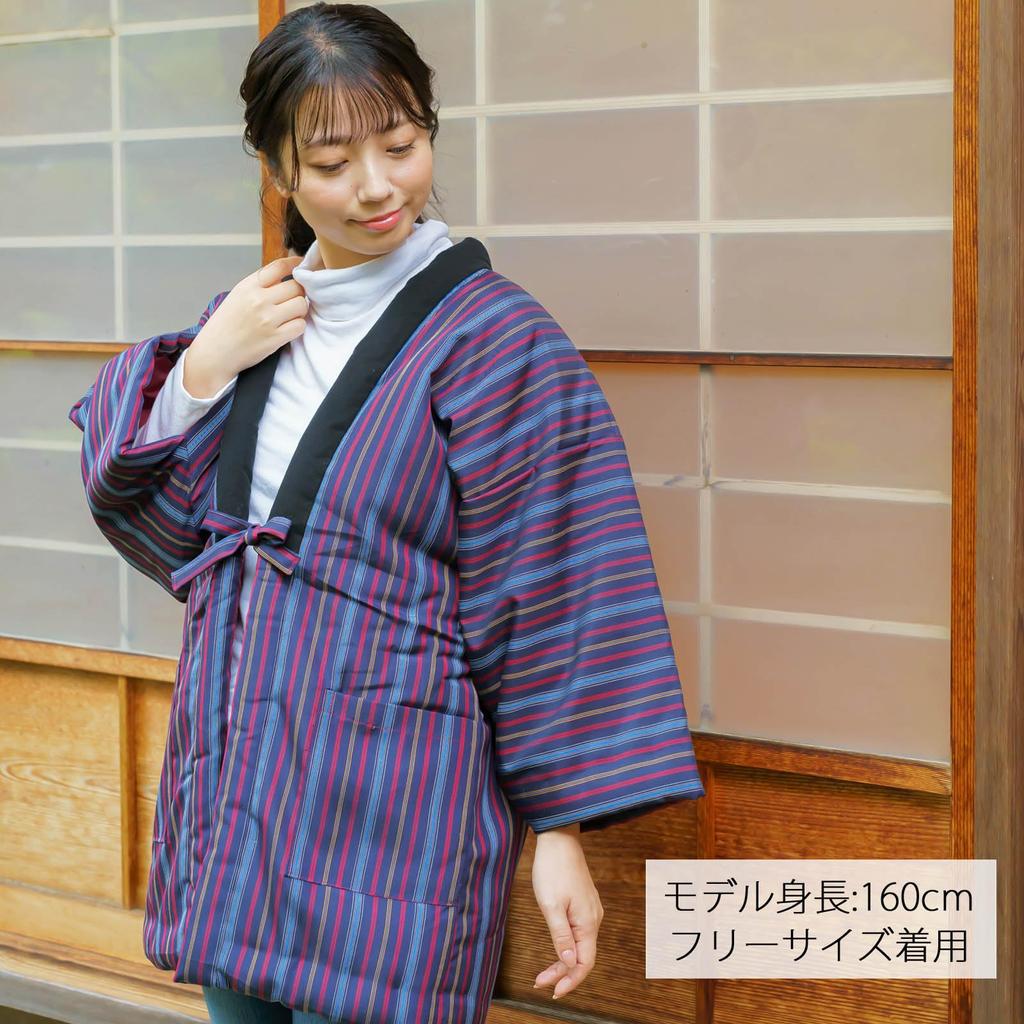 Yurakuan Women's Kurume Hanten (Women's Hanten), Cotton-padded, Made in Japan (Size 24, One Size Fits All)