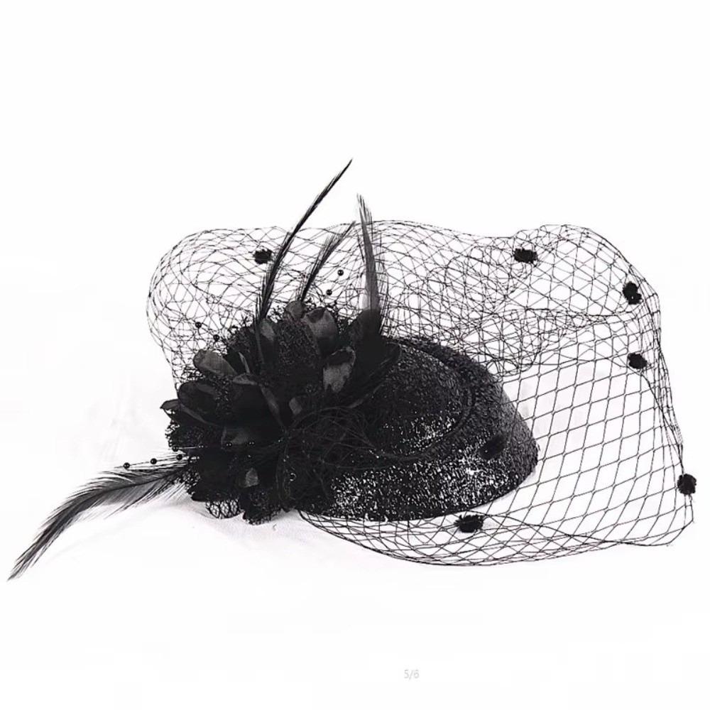 Solid Color Bridal Headdress Wave Point Hair Clip Hat Temperament Small Top Hat Women