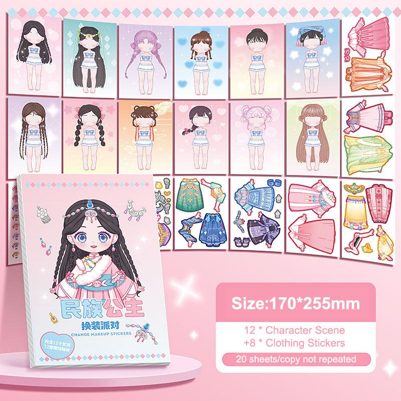 

Cartoon Girl Makeup Show Sticker DIY Book Dress Up Sticker Book Book Princess Puzzle Toys Handmade DIY Sticker Toy Kids Gift