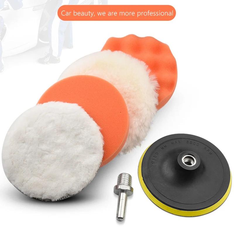 6 piezas/juego Kit de Almohadillas de Esponja para Pulir Coche Kit de Almohadilla de Espuma para Pulidora Almohadillas de Cera para Pulidora 3/4/5 Pulgadas para Eliminar Arañazos