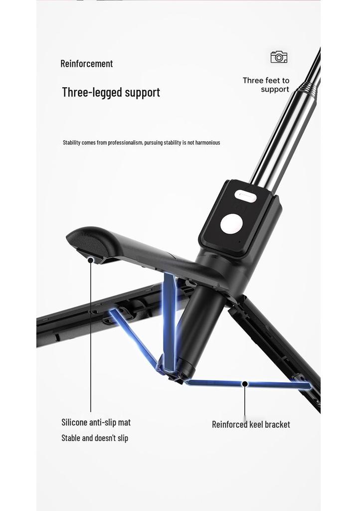 B11s Extendable Selfie Stick Tripod with Bluetooth Remote & Fill Light