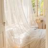 Romantic French Curtain Lace Curtain Finished American Pastoral Vintage Pearl White Tulle Fabric Room Bedroom Punch Hook Yarn