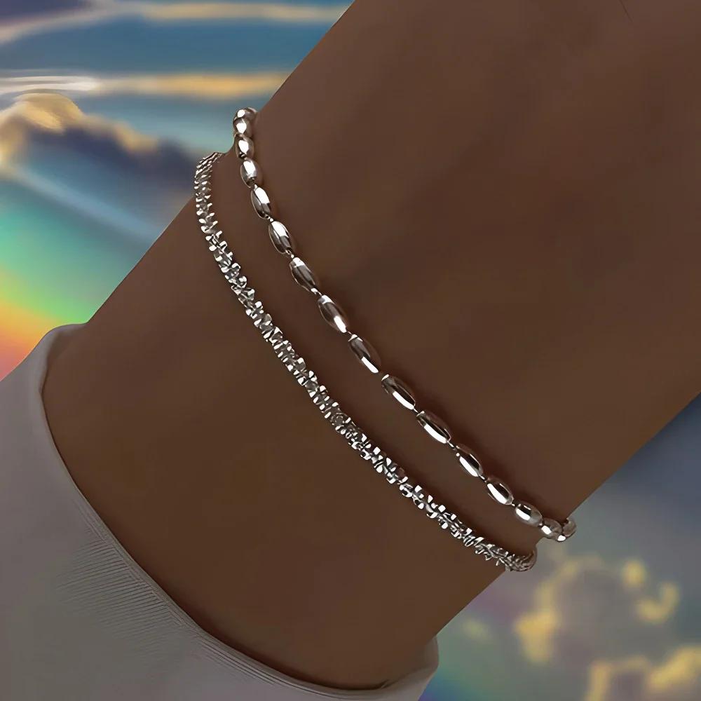 925 Silver Bracelets for Women Korean Designer Double Layered Starry Sky Wedding Jewelry Fashion