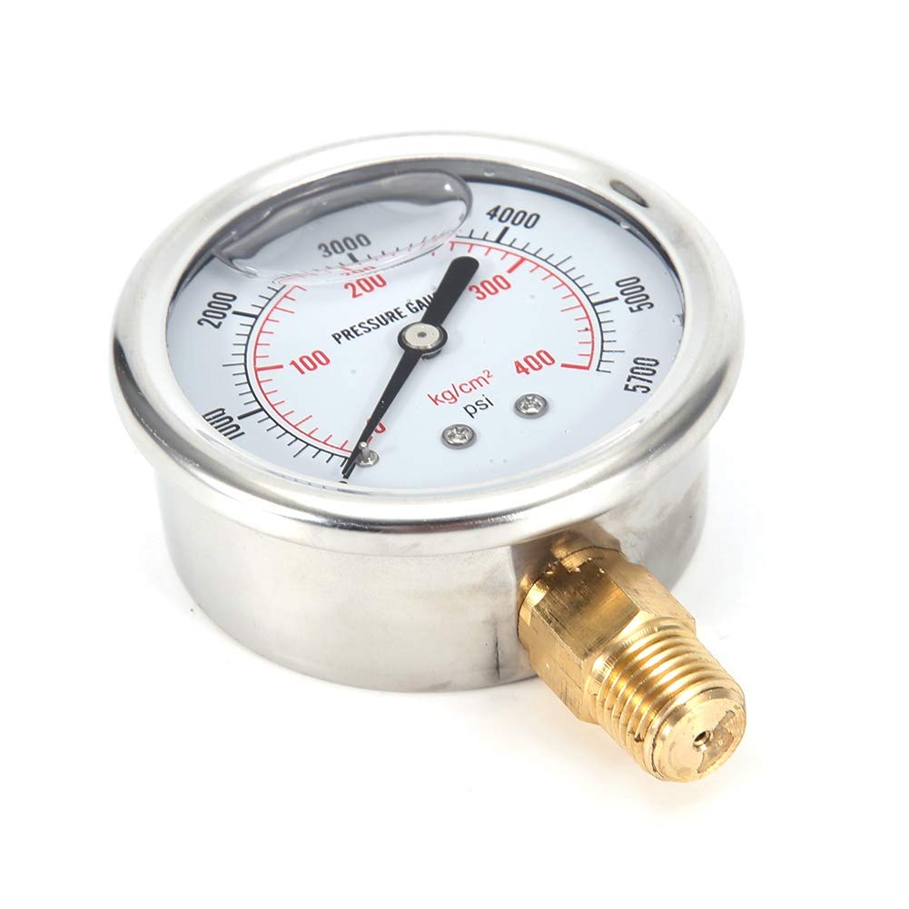 Gorgeri Hydraulic Fluid Filled Fuel Pressure Gauge 0-5000 PSI US Thread
