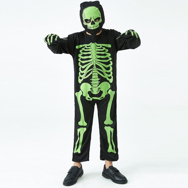 Kids Fancy Dress Up Cosplay Party Bodysuit Role Play Jumpsuit Kids Halloween Costumes Scary Skeleton Costumes for Kids
