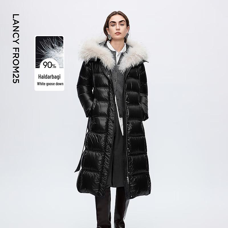 Куртка пухова Langzi Huorduobaji з білого гусячого пуху з коміром з єнота