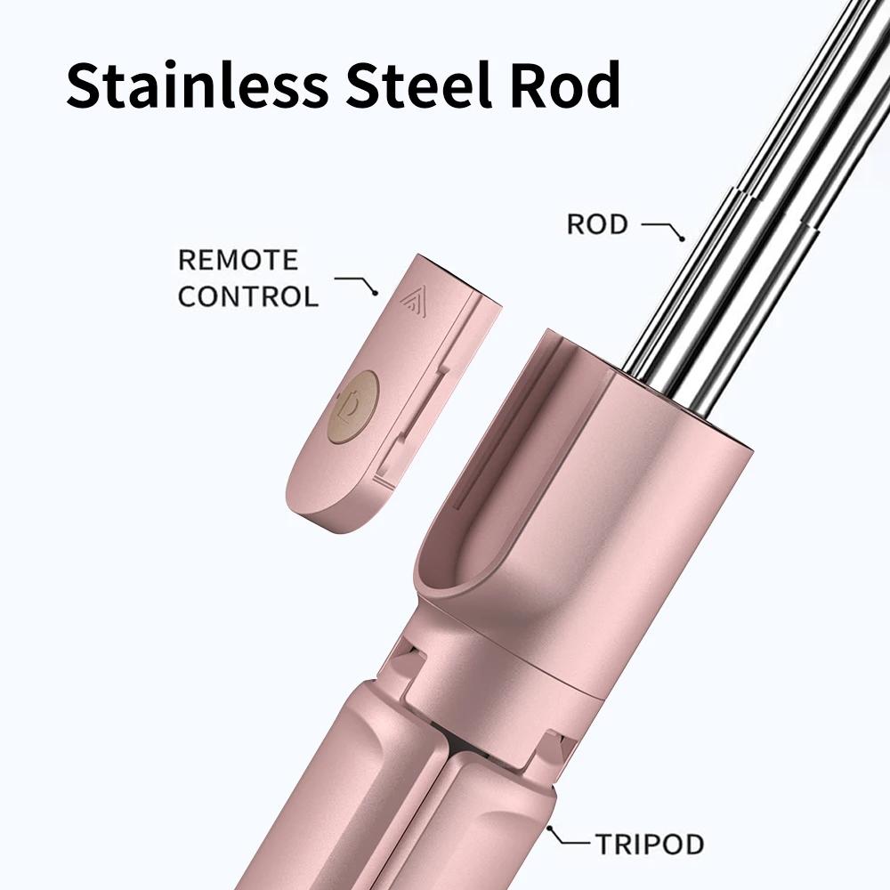 Wireless Selfie Stick Tripod Stand with Detachable Remote for iPhone Mobile Phone Streaming Selfie Stick Phone Tripod Stand