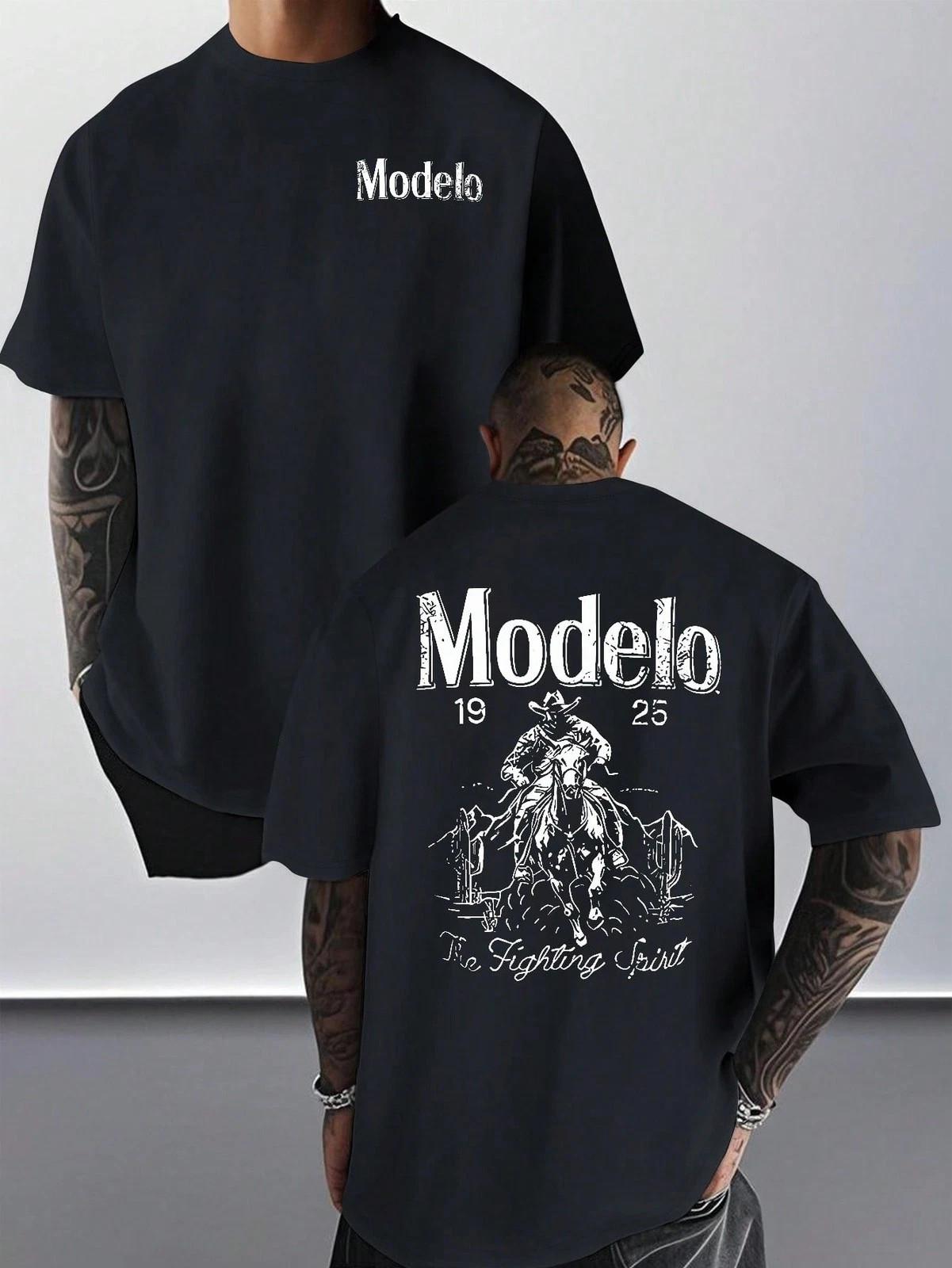 Modelo Graphic Print Men s 100% Cotton T-Shirt Casual Sports Style Top T-Shirt Unisex T-Shirt XL
