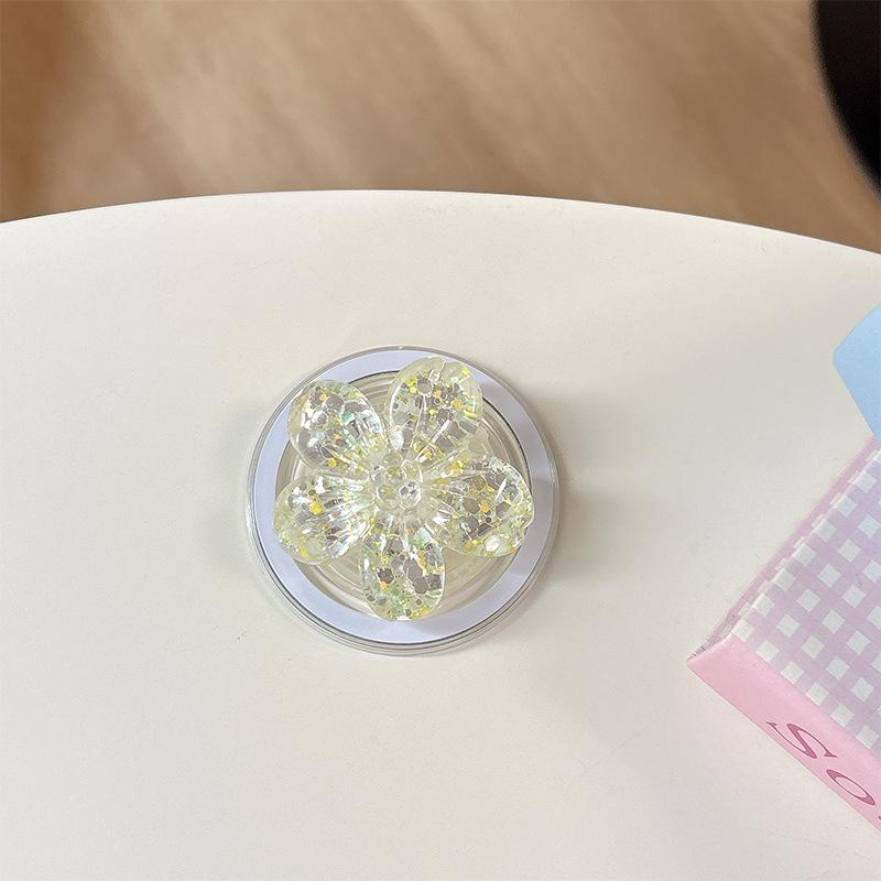 Magnetic Sequin Flower Phone Holder and Retractable Finger Ring Gift for Girls.