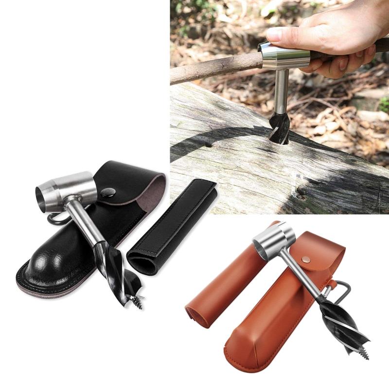 Durable Survival Drill Tools for Bushcraft Settlers Wrench Outdoor Wood Peg and Hole Maker Manual Auger