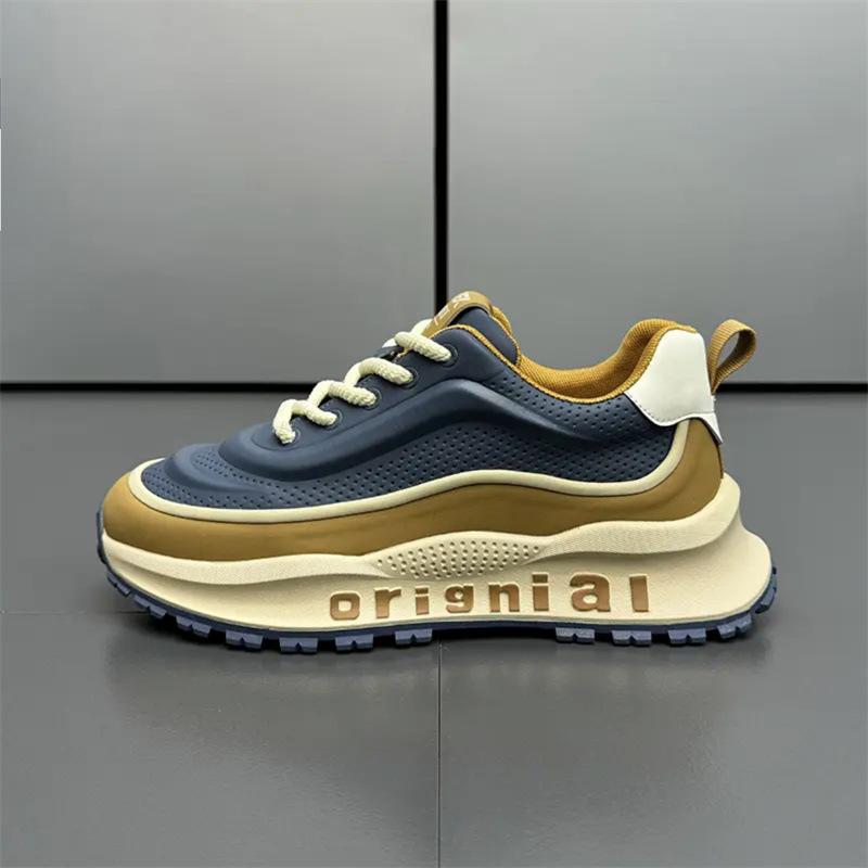 

Модные Новые Кроссовки Мужские Износостойкие Противоскользящие Дышащие Беговые Кроссовки На Толстой Подошве Увеличивающие Рост Повседневная Обувь Zapatos para hombres 44 синий