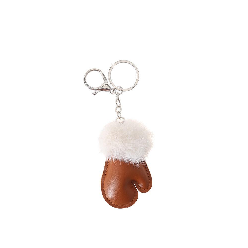 Winter Plush Glove Keychain: Leather, Stylish & Versatile Bag or Clothing Accessory
