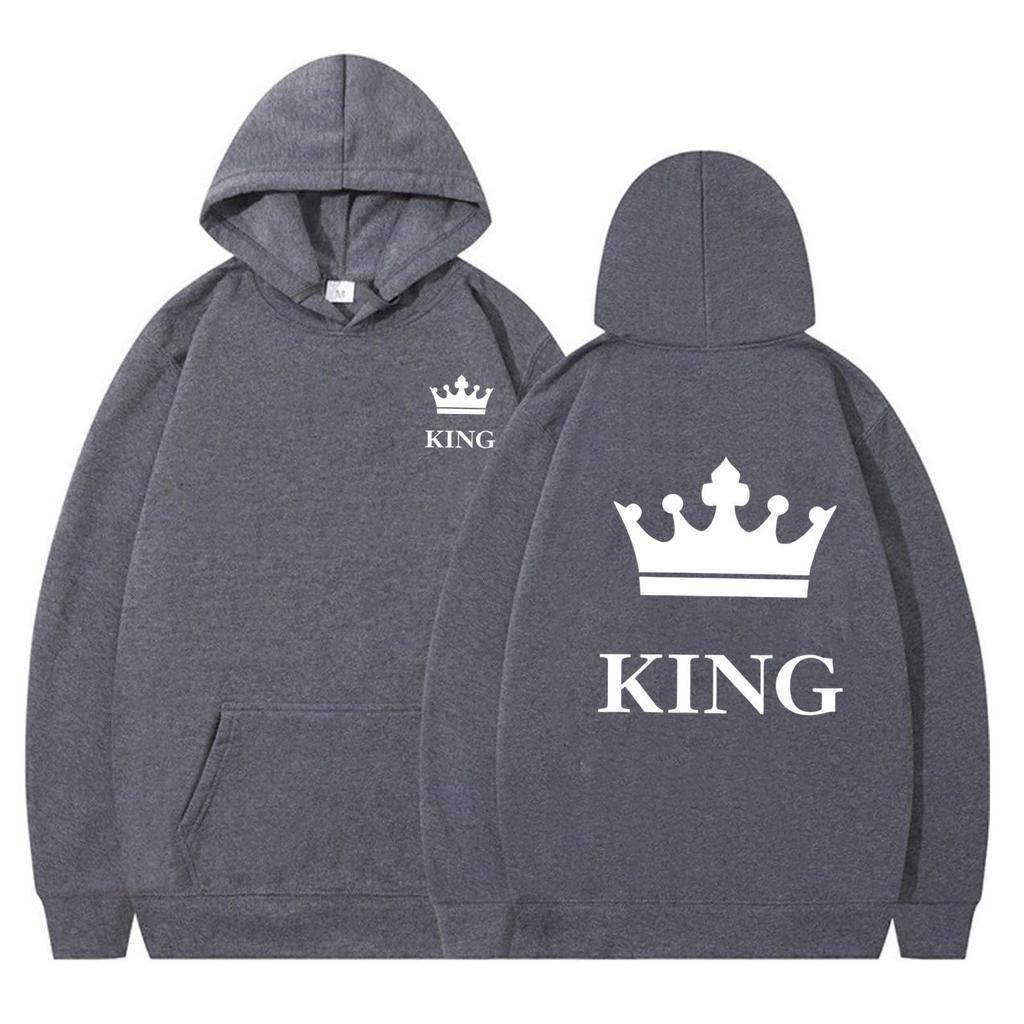 Women's Crown Print Loose Hoodie - Thickened Autumn/Winter Pullover