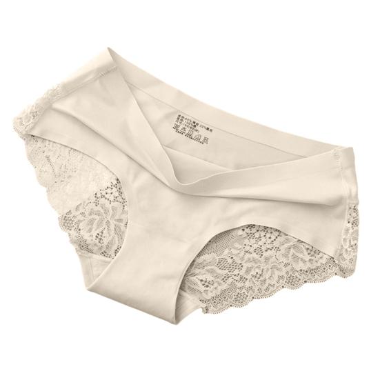 

Женские однотонные трусики средней посадки с прозрачной вышивкой и кружевом, отделкой ледяным шелком XL абрикосовый