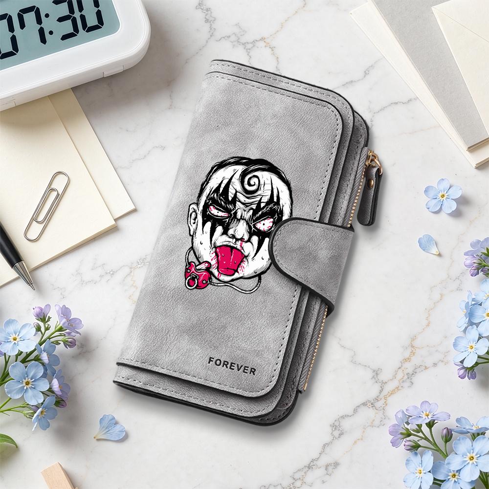 Gothic Baby Pattern Long Wallet Portable Multi Card Slots Casual Coin Purse
