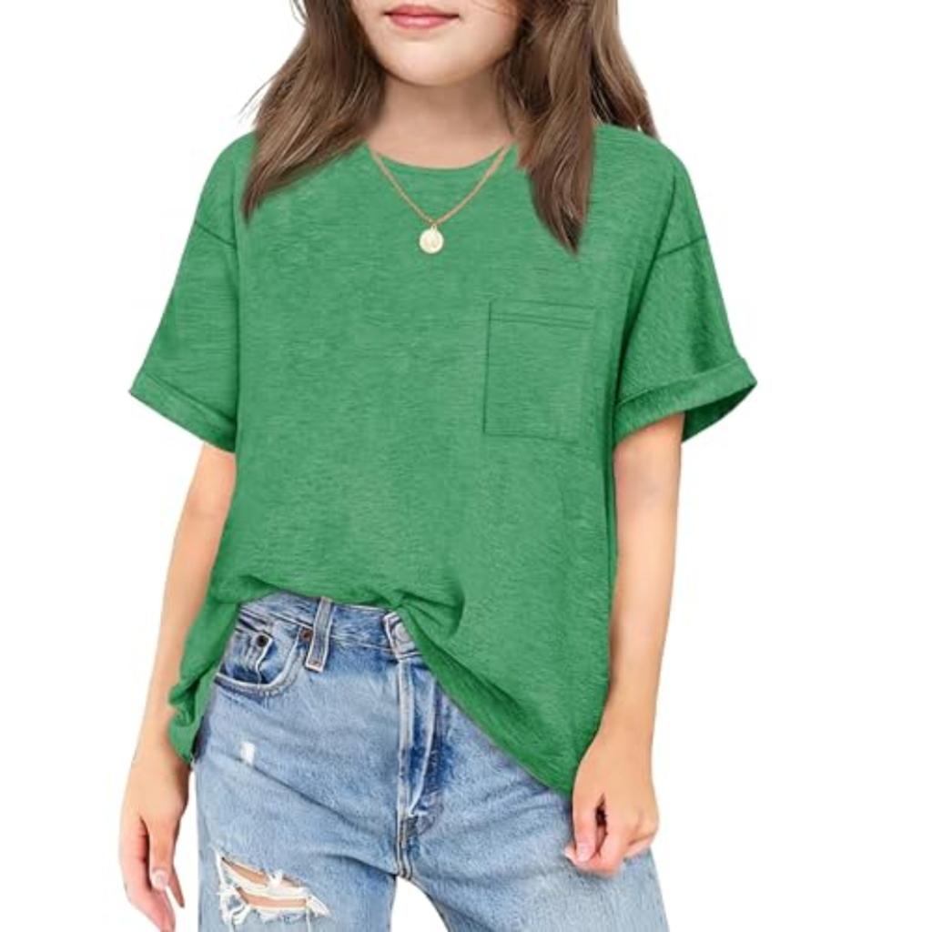 Children's Daily Casual Round-neck Short-sleeved Shirt With Pockets