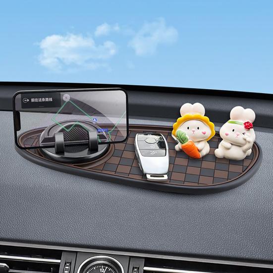 Car Anti Slip Pad Car Phone Holder with Night Glow Number Display Rotatable Dashboard Mount for Most Cars