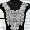 White Sequin Embroidery Decorative Front Neck Lace Fabric Flower Diy Pair Neck Wedding Dress Neckline