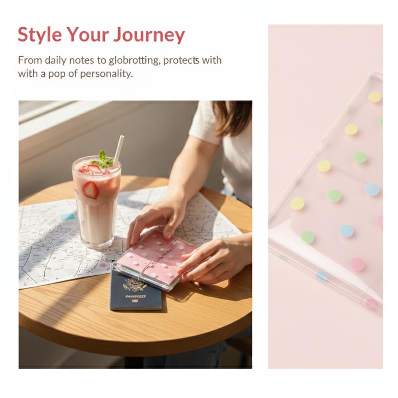 1Pcs Polka Dot Print Passport Holder Clear Elastic Band Design Passport Cover Portable Transparent Passport Protector Case